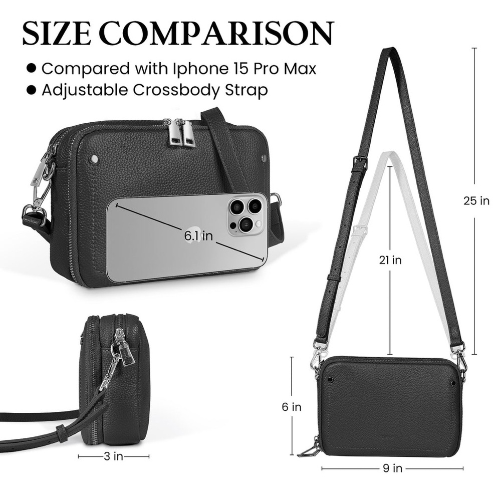 befen RFID Genuine Leather Crossbody Bag In Blue - Picture 8 of 14